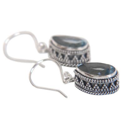Alternate image for Handcrafted Blue Topaz and Sterling Silver Earrings Sparkling Dew