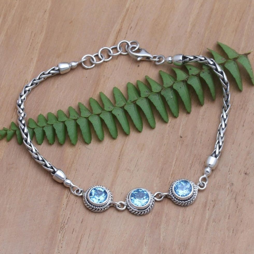 Sterling Silver and Blue Topaz Bracelet 'Dewdrop Sparkle'