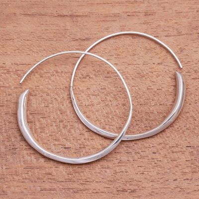 Alternate image for Handcrafted Sterling Silver Half-Hoop Earrings from Bali Expanding Beauty