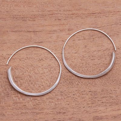 Alternate image for Handcrafted Sterling Silver Half-Hoop Earrings from Bali Expanding Beauty
