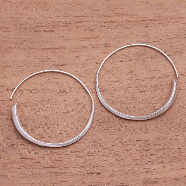 Alternate image for Handcrafted Sterling Silver Half-Hoop Earrings from Bali Expanding Beauty