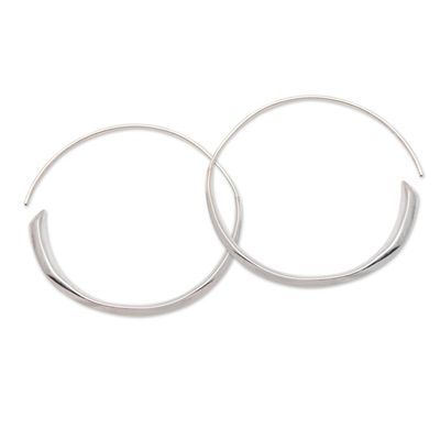Alternate image for Handcrafted Sterling Silver Half-Hoop Earrings from Bali Expanding Beauty