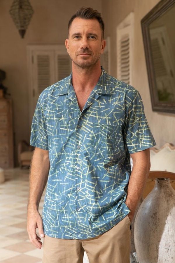 Alternate image for Mens Casual Batik Cotton Shirt Choppy Water
