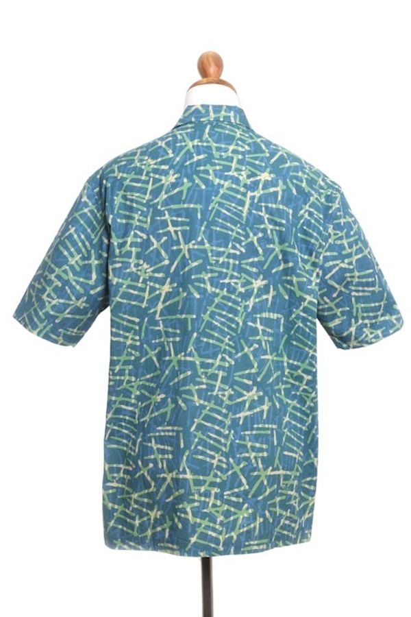 Alternate image for Mens Casual Batik Cotton Shirt Choppy Water