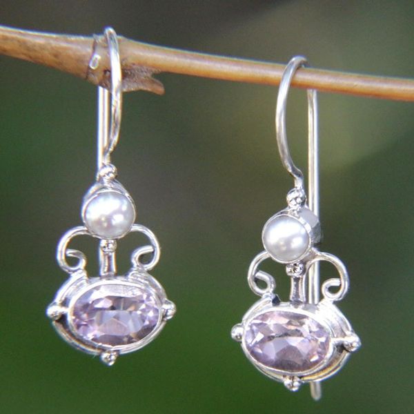 Alternate image for Sterling Silver Amethyst Drop Earrings Sunrise Spirit
