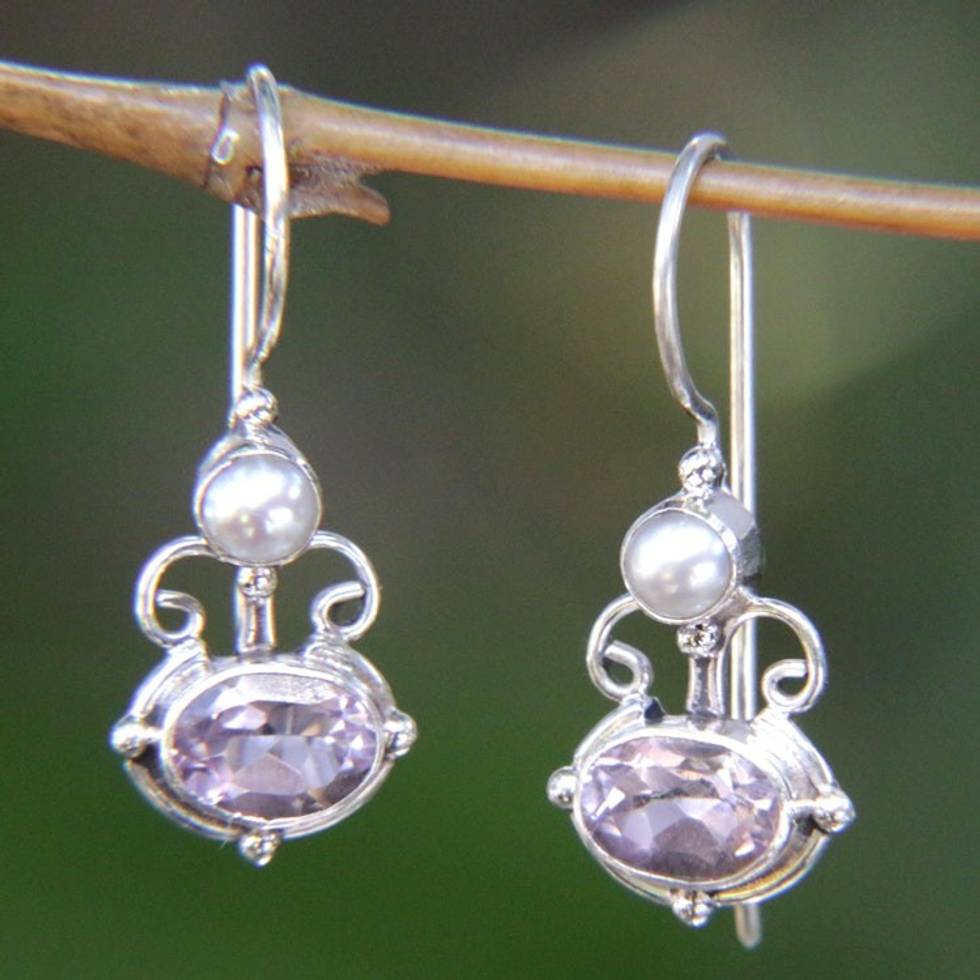 Sterling Silver Amethyst Drop Earrings 'Sunrise Spirit'