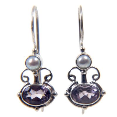 Alternate image for Sterling Silver Amethyst Drop Earrings Sunrise Spirit