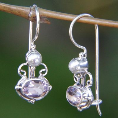 Alternate image for Sterling Silver Amethyst Drop Earrings Sunrise Spirit