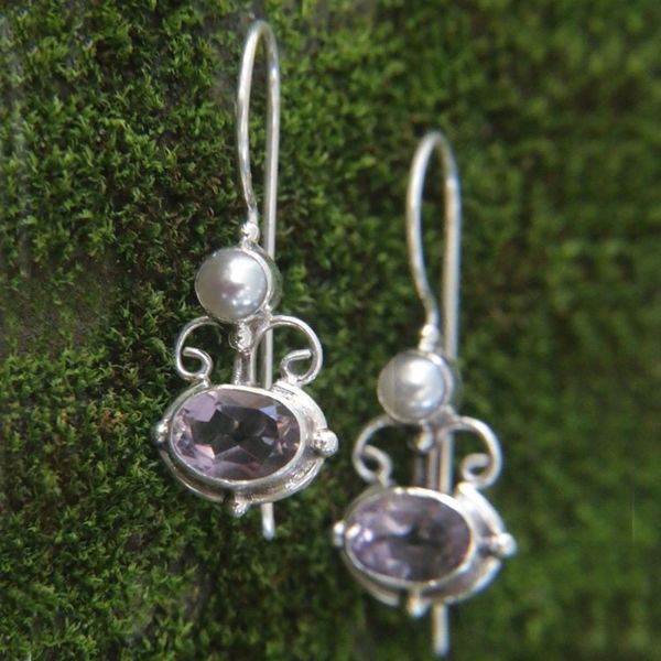 Alternate image for Sterling Silver Amethyst Drop Earrings Sunrise Spirit