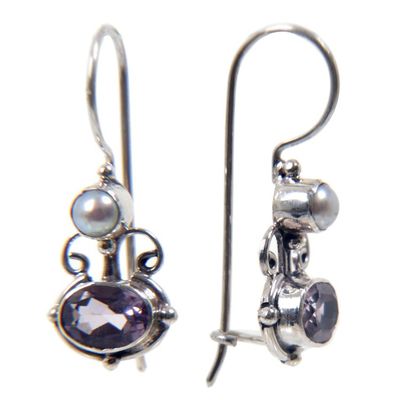 Alternate image for Sterling Silver Amethyst Drop Earrings Sunrise Spirit
