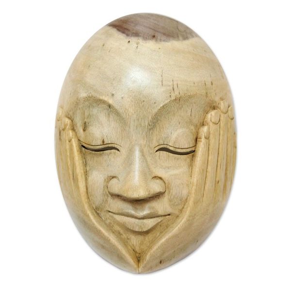 Alternate image for Hibiscus Wood Wall Mask Hear No Evil
