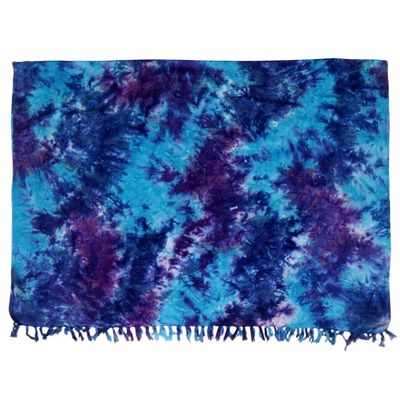 Alternate image for Rayon Tied Dyed Sarong in Assorted Shades of Blue and Purple Sea Glass