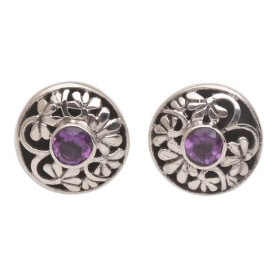 Alternate image for Handmade Amethyst 925 Sterling Silver Stud Earrings Enchantree