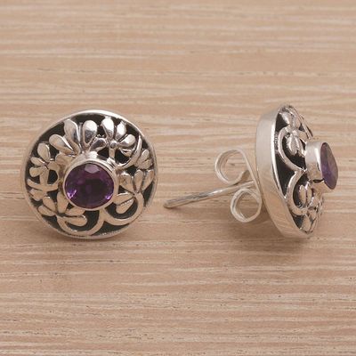 Alternate image for Handmade Amethyst 925 Sterling Silver Stud Earrings Enchantree