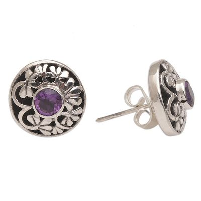 Alternate image for Handmade Amethyst 925 Sterling Silver Stud Earrings Enchantree