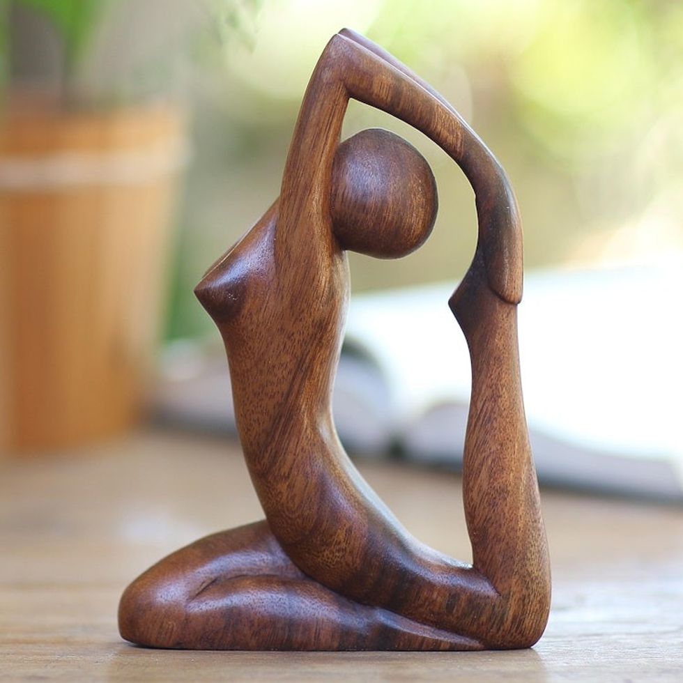 Hand Carved Original Wood Sculpture 'Gymnastics'