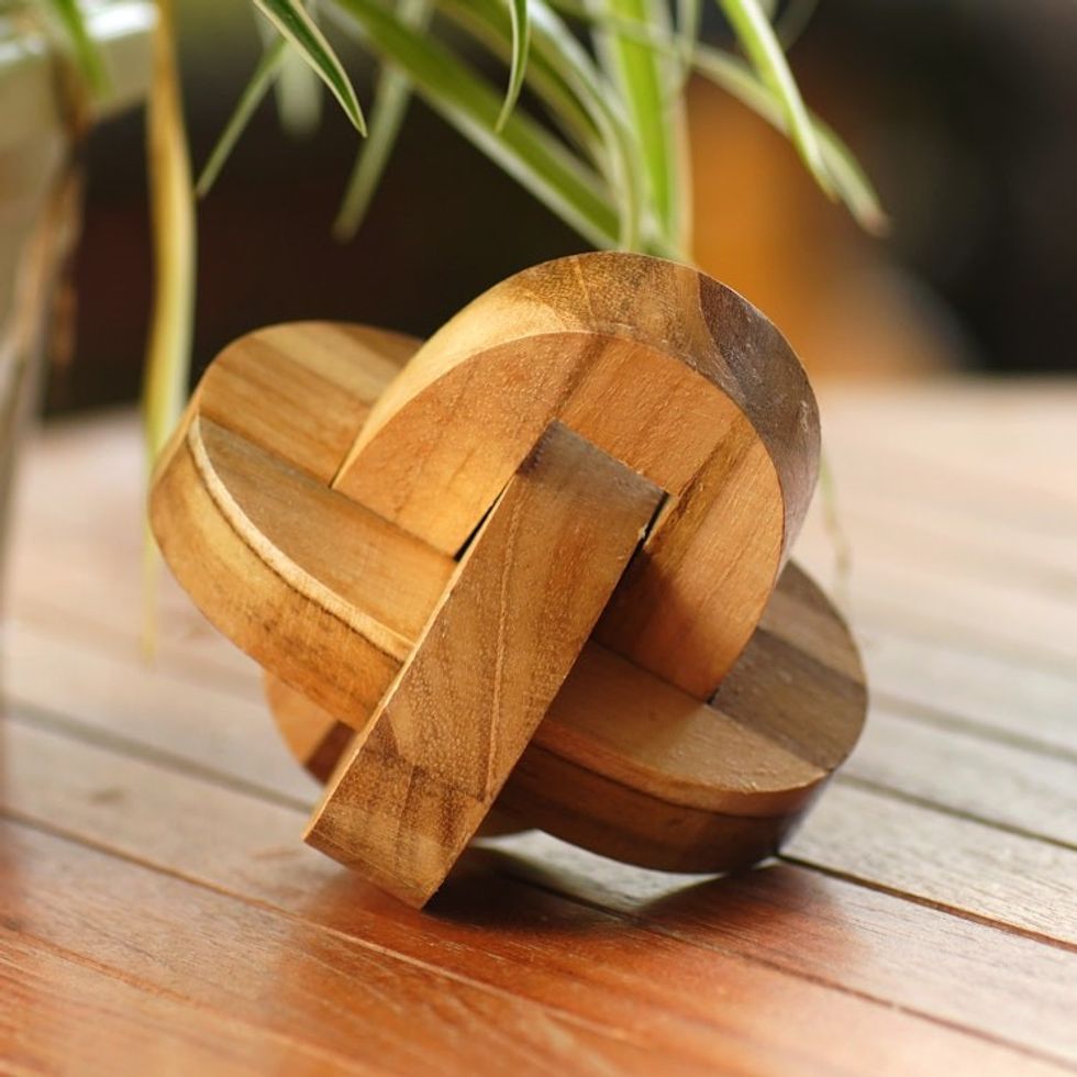 Small Wooden Pub Game Puzzle from Javanese Artisan 'Chain Hook'