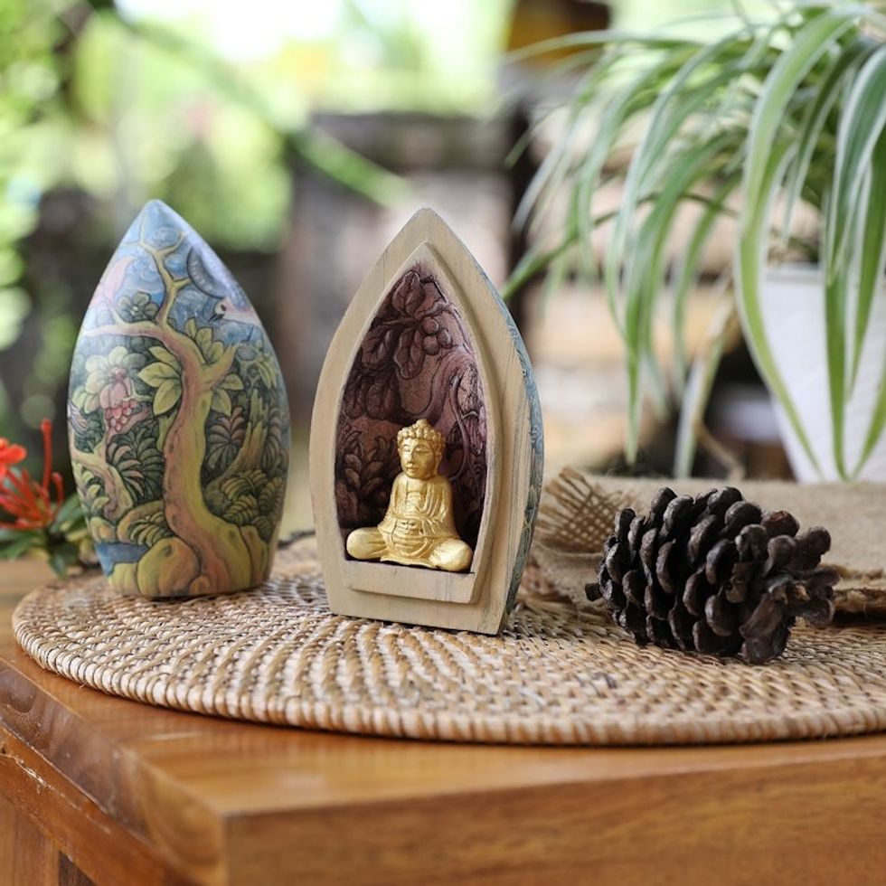 Buddhism Wood Sculpture 'Hidden Buddha'