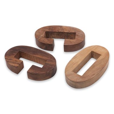 Alternate image for Small Wooden Pub Game Puzzle from Javanese Artisan Chain Hook