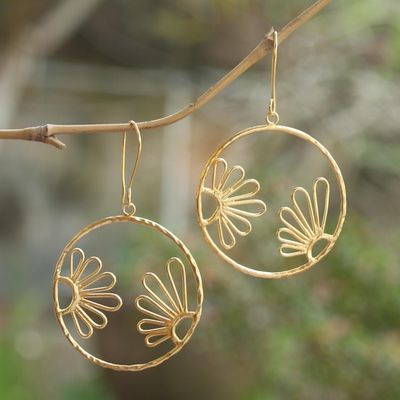 Alternate image for Gold-Plated Floral Dangle Earrings In Focus