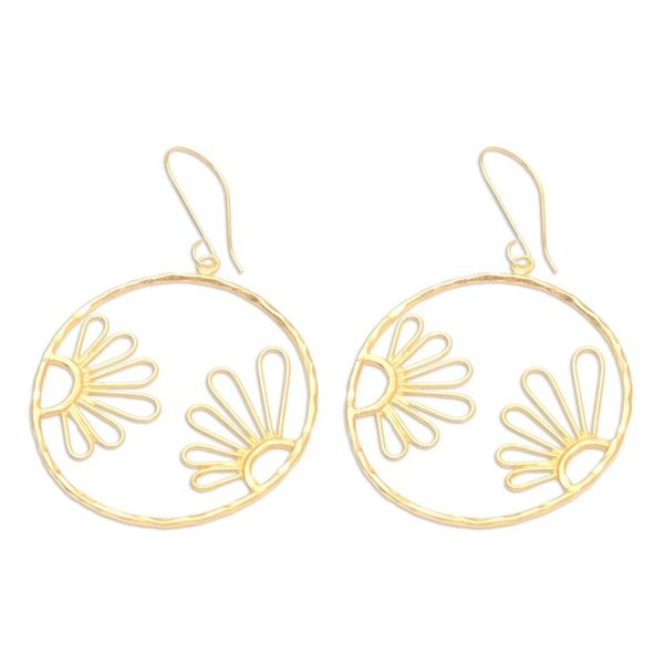 Alternate image for Gold-Plated Floral Dangle Earrings In Focus
