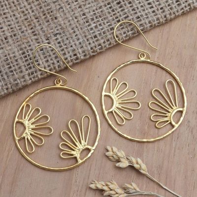Alternate image for Gold-Plated Floral Dangle Earrings In Focus