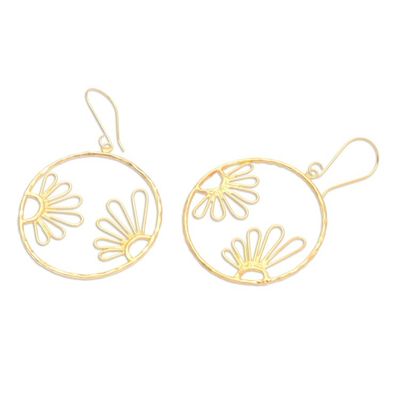 Alternate image for Gold-Plated Floral Dangle Earrings In Focus