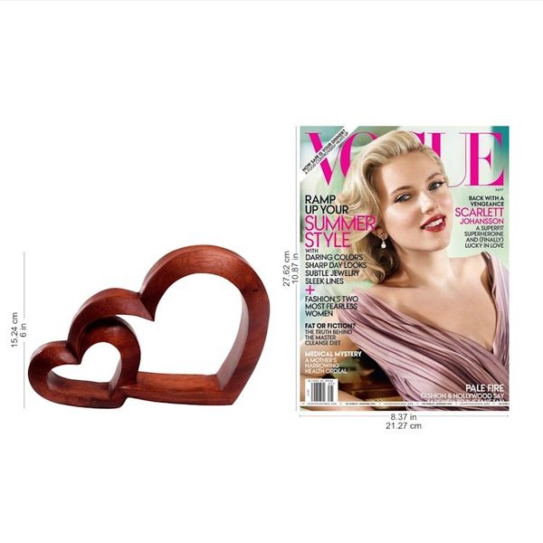 Alternate image for Wood Hand Made Indonesian Brown Connecting Hearts Sculpture Warm Hearts