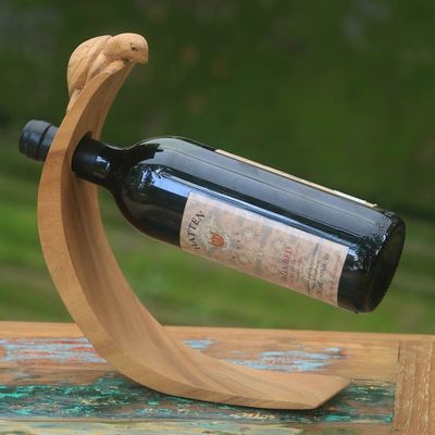 Alternate image for Balinese Sea Turtle Brown Wood Wine Bottle Holder Brown Balinese Turtle