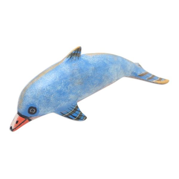 Alternate image for Hand Made Jempinis Wood Dolphin Statuette Air Play