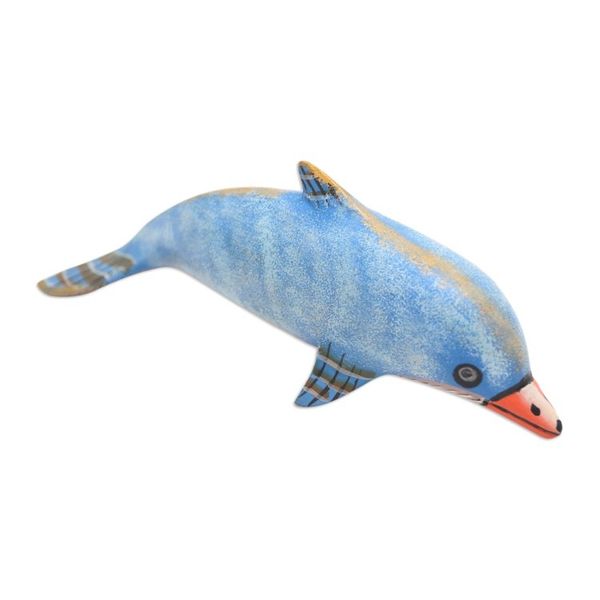 Alternate image for Hand Made Jempinis Wood Dolphin Statuette Air Play
