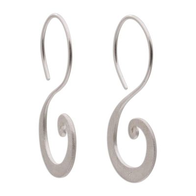 Alternate image for Sterling Silver Modern Spiral Drop Earrings from Indonesia Clouds Curve
