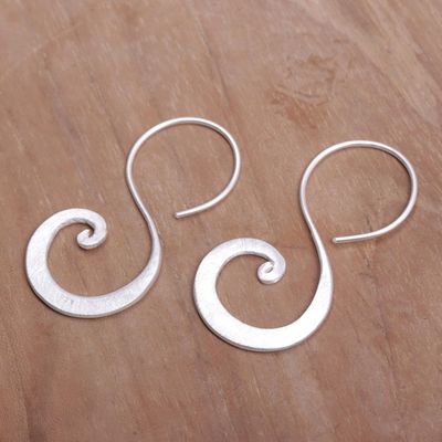 Alternate image for Sterling Silver Modern Spiral Drop Earrings from Indonesia Clouds Curve