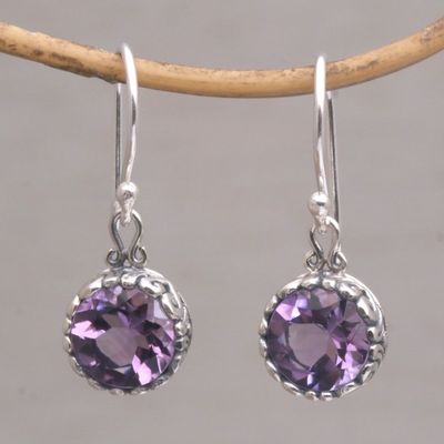 Alternate image for Amethyst Round Faceted Dangle Earrings Temptation Purple