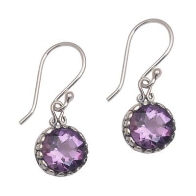 Alternate image for Amethyst Round Faceted Dangle Earrings Temptation Purple