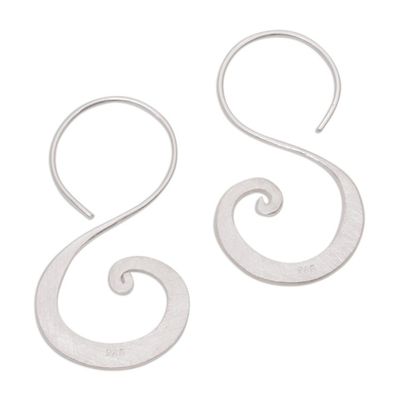 Alternate image for Sterling Silver Modern Spiral Drop Earrings from Indonesia Clouds Curve