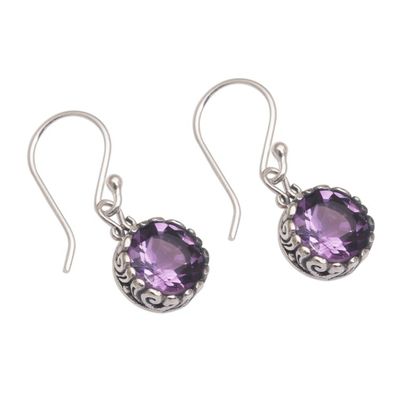 Alternate image for Amethyst Round Faceted Dangle Earrings Temptation Purple