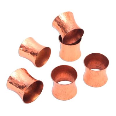 Alternate image for Hammered Copper Napkin Rings from Java Set of 6 Wonderful Gleam