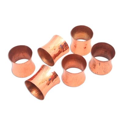 Alternate image for Hammered Copper Napkin Rings from Java Set of 6 Wonderful Gleam