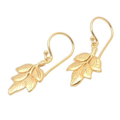 Alternate image for Gold-Plated Brass Leaf Dangle Earrings Betel Leaves