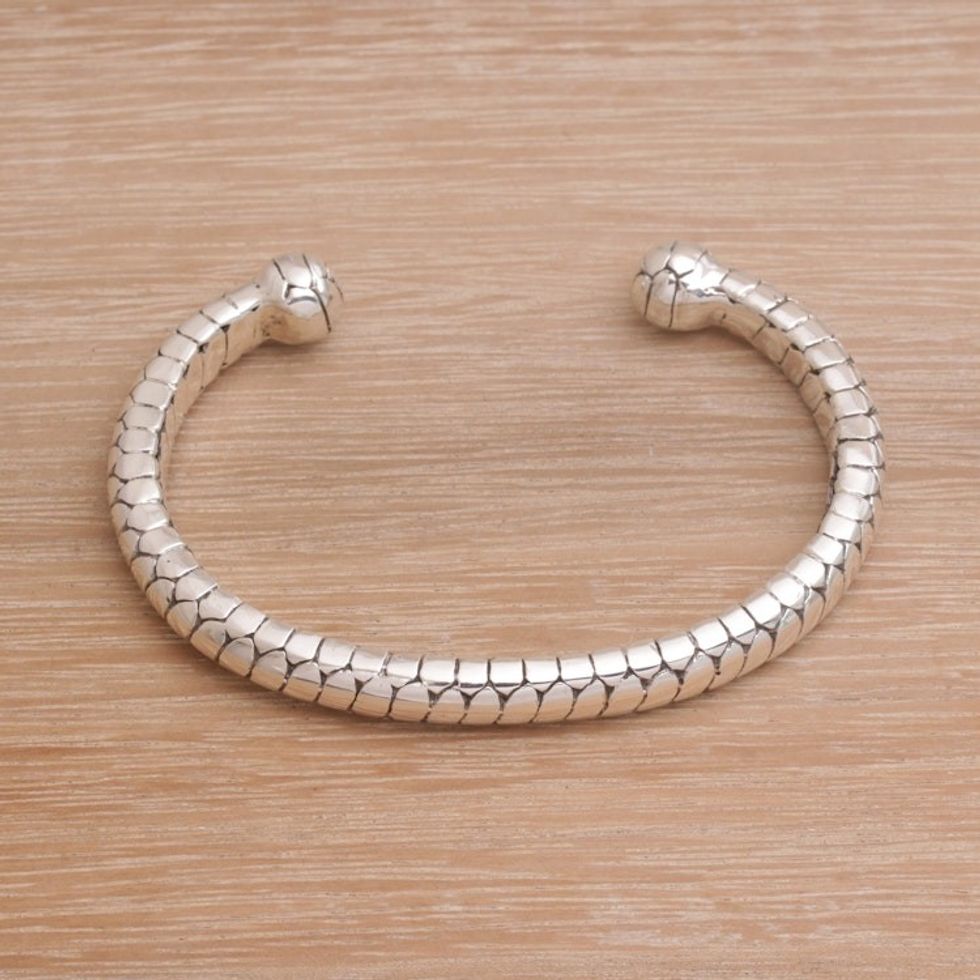 Sterling Silver Cuff Bracelet Handcrafted in Bali 'Komodo Cuff'
