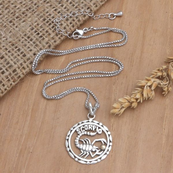 Alternate image for 18k Gold-Accented Scorpio Pendant Necklace from Bali Sparkling Scorpio
