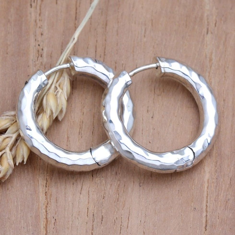 Sterling Silver Endless Hoop Earrings from Bali 'Endless Hoops in Silver'