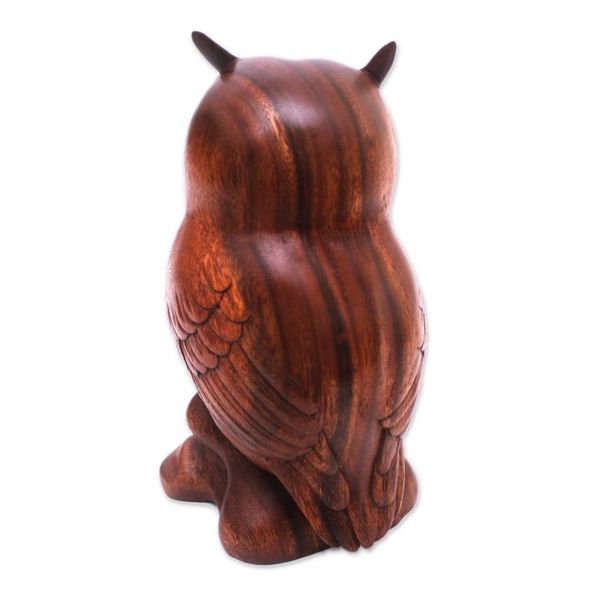 Alternate image for Fair Trade Wood Bird Sculpture Crested Owl