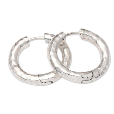 Alternate image for Sterling Silver Endless Hoop Earrings from Bali Endless Hoops in Silver