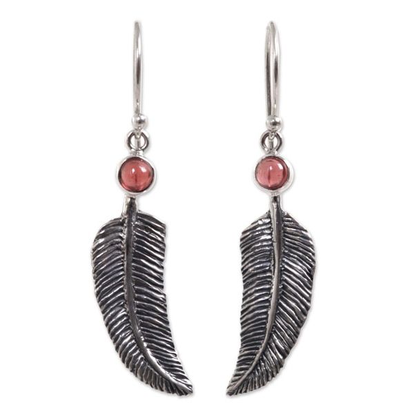 Alternate image for Animal Themed Garnet Sterling Silver Earrings Light as a Feather