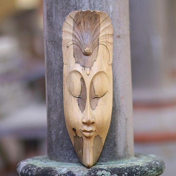 Alternate image for Wood Mask from Indonesia Mask with Flower