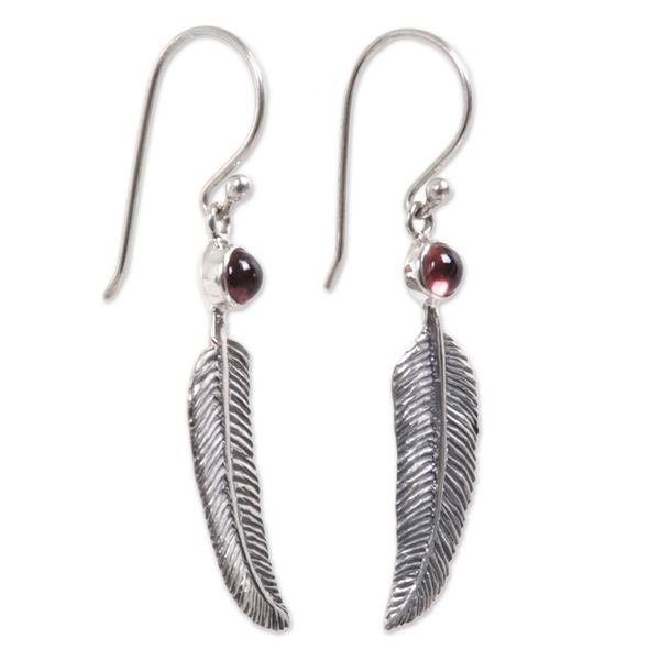 Alternate image for Animal Themed Garnet Sterling Silver Earrings Light as a Feather