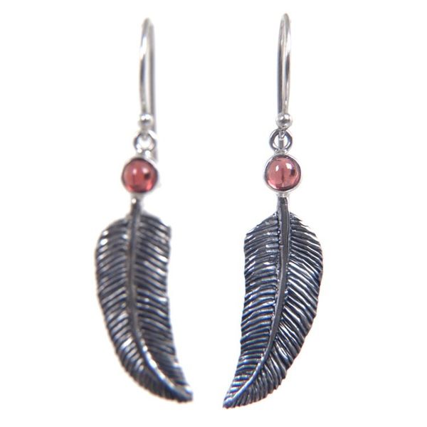 Alternate image for Animal Themed Garnet Sterling Silver Earrings Light as a Feather
