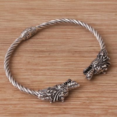 Alternate image for Dragon-Themed Sterling Silver Cuff Bracelet from Bali Dragon Siblings